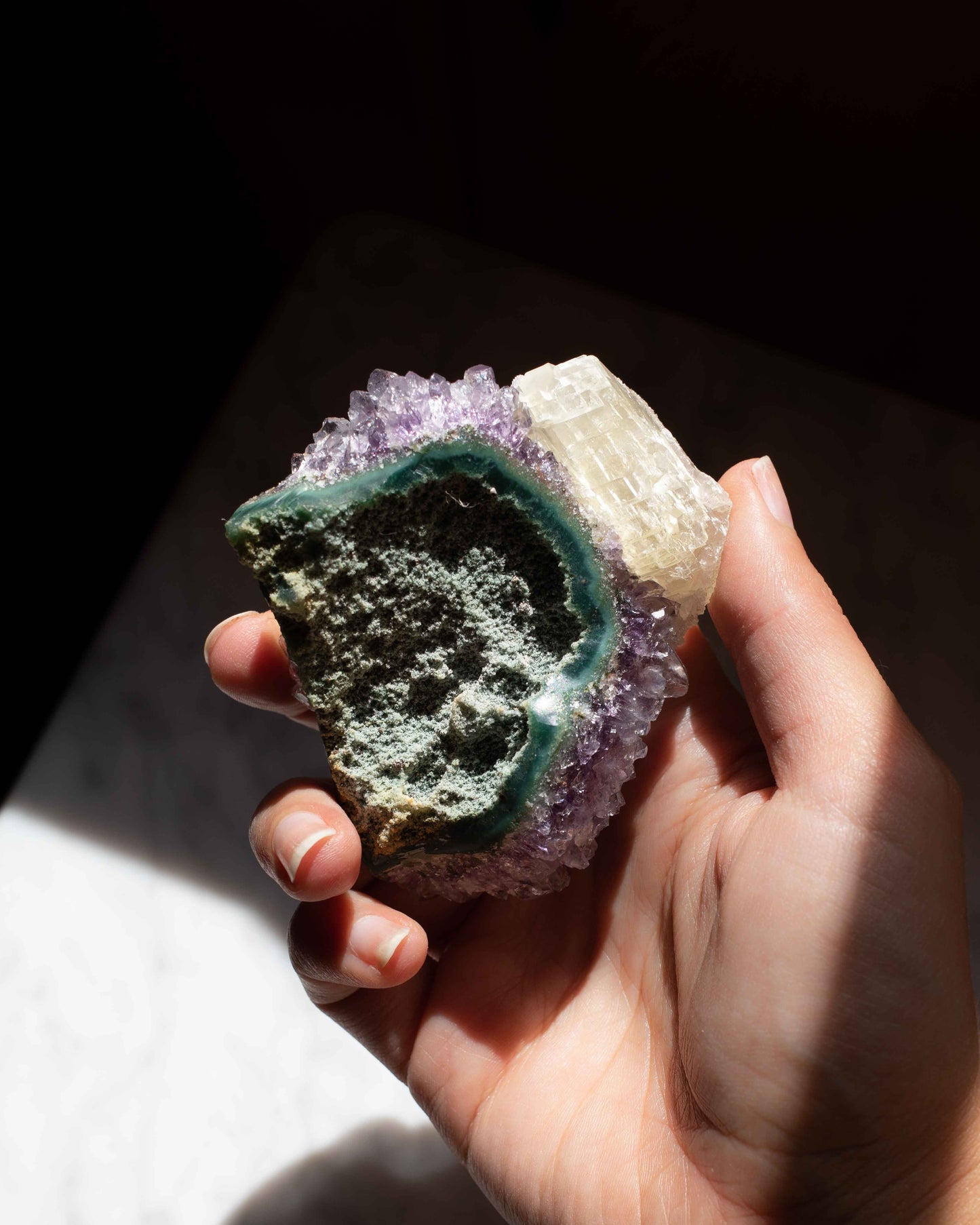 Raw Amethyst with Calcite