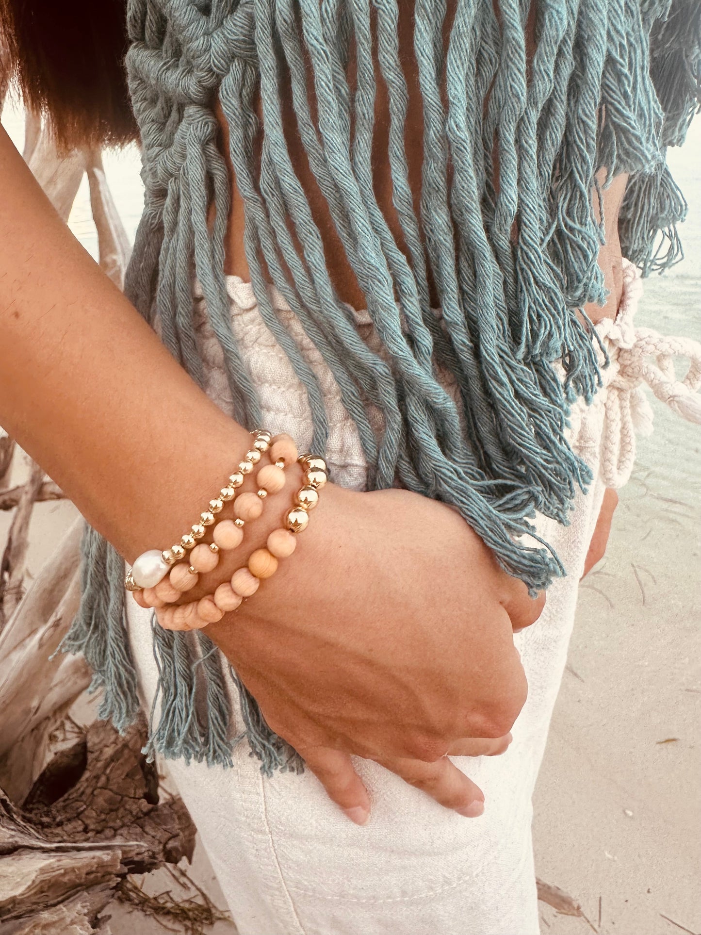 Natural Pearl + 14k Gold Filled Beaded || Anklet or Bracelet
