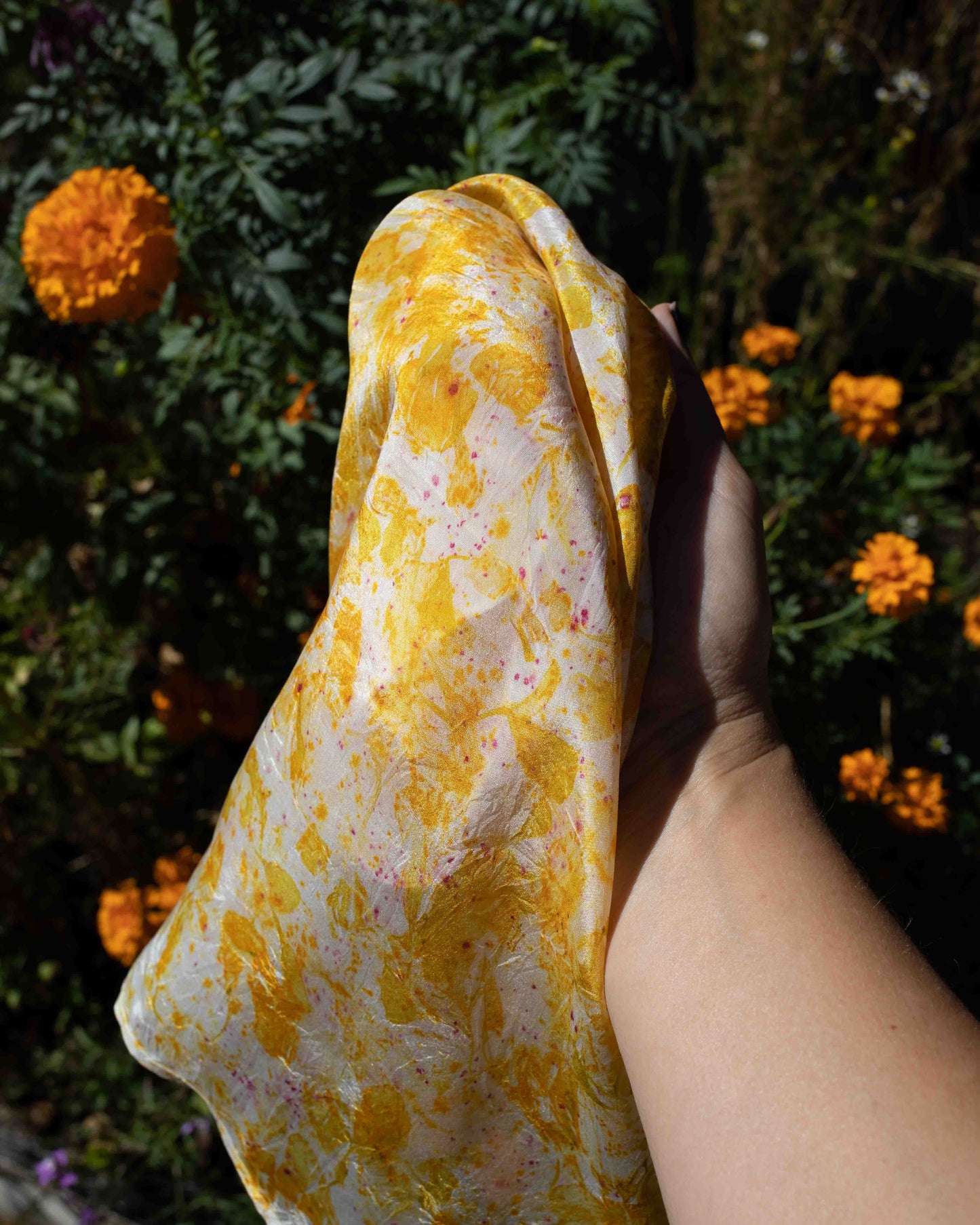 Marigold & Cochineal Silk Scarf (one of kind - ready to ship)