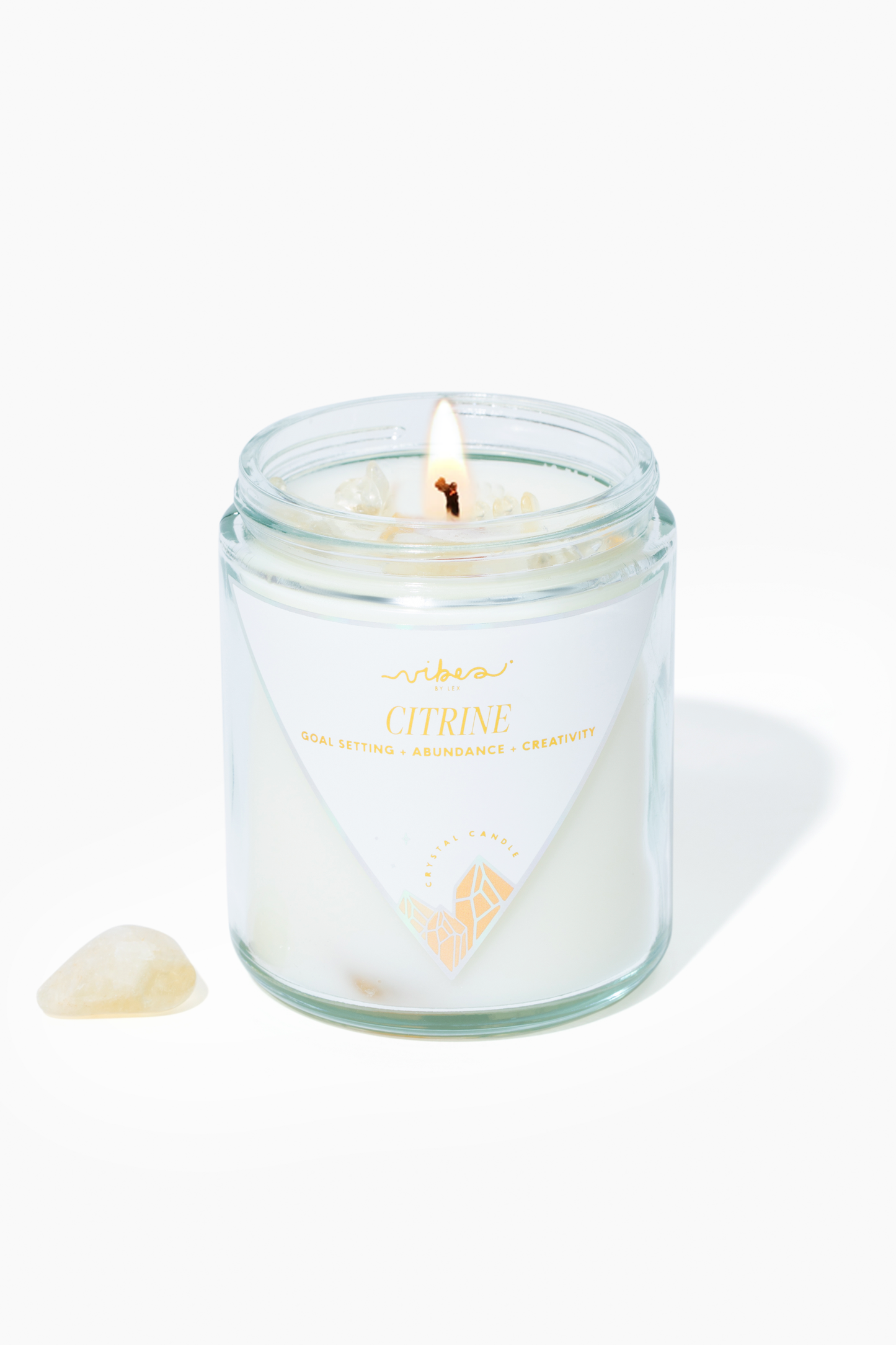 Crystal Candle - Citrine - Goal Setting + Abundance + Creativity - 7.5oz