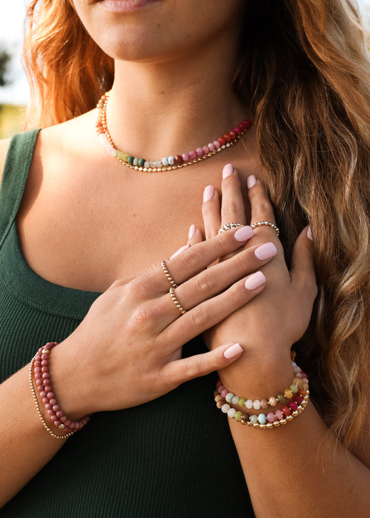 Natural Gemstone Necklace + 14k Gold Filled Toggle : Sandbar