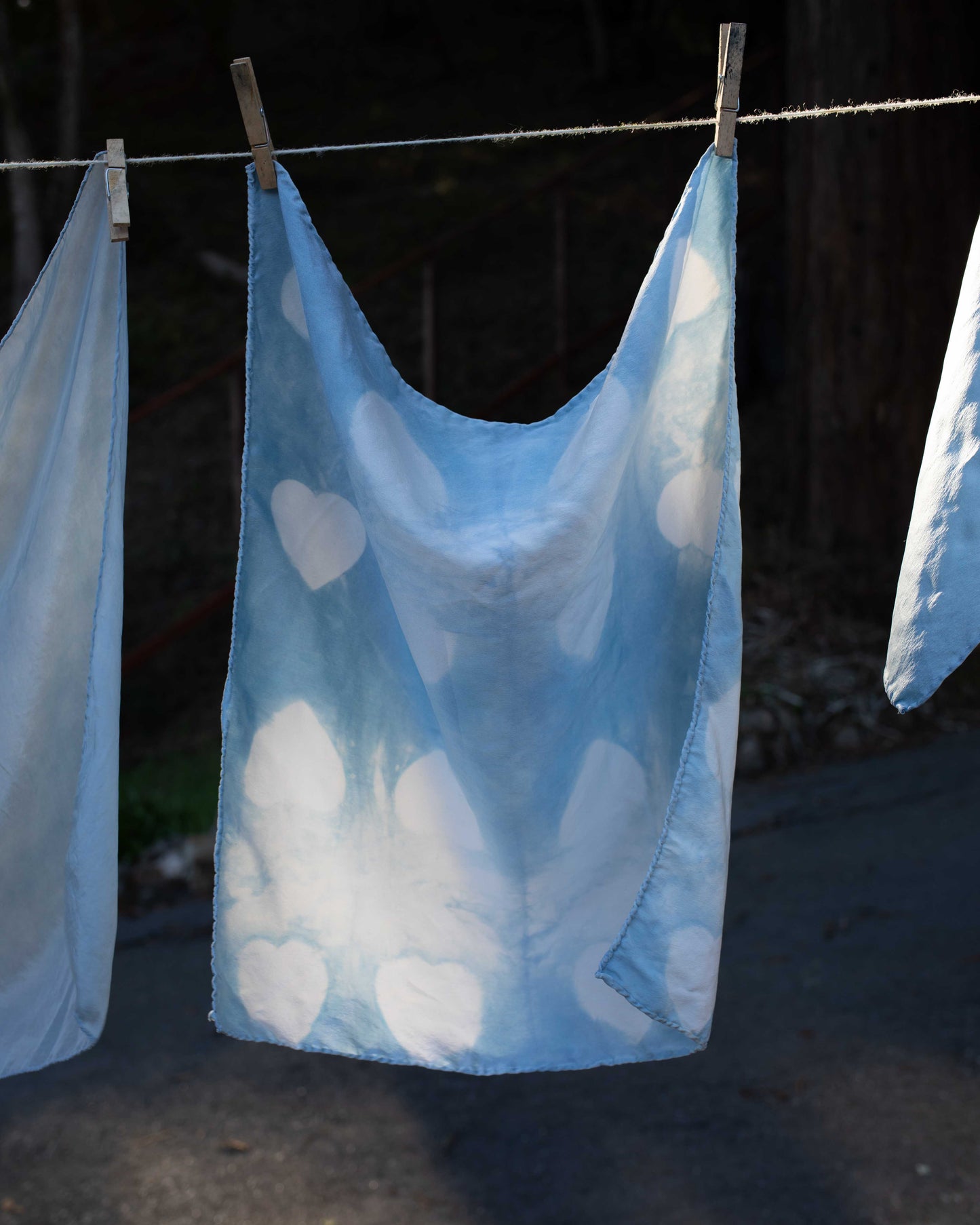 Indigo Hearts Charmeuse Silk Scarf - A