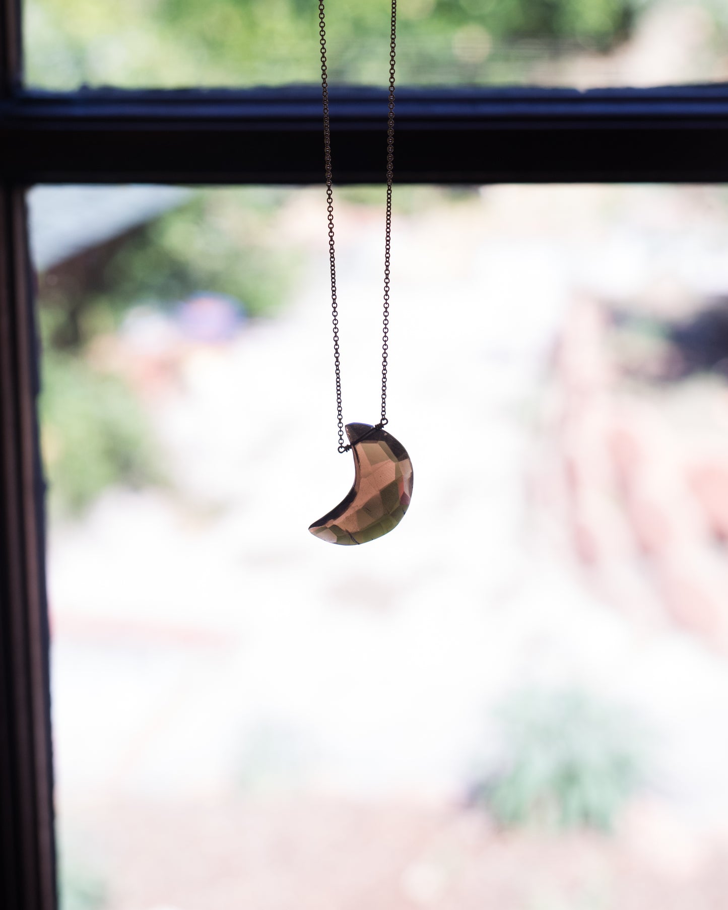 Smokey Quartz Moon Necklace -ready to ship