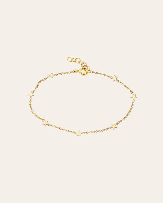 14k Gold Star Charms Bracelet