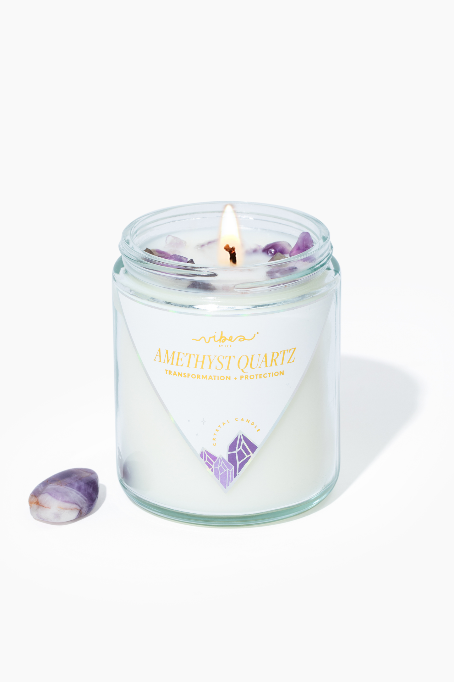 Crystal Candle - Amethyst Quartz - Transformation + Protection - 7.5oz