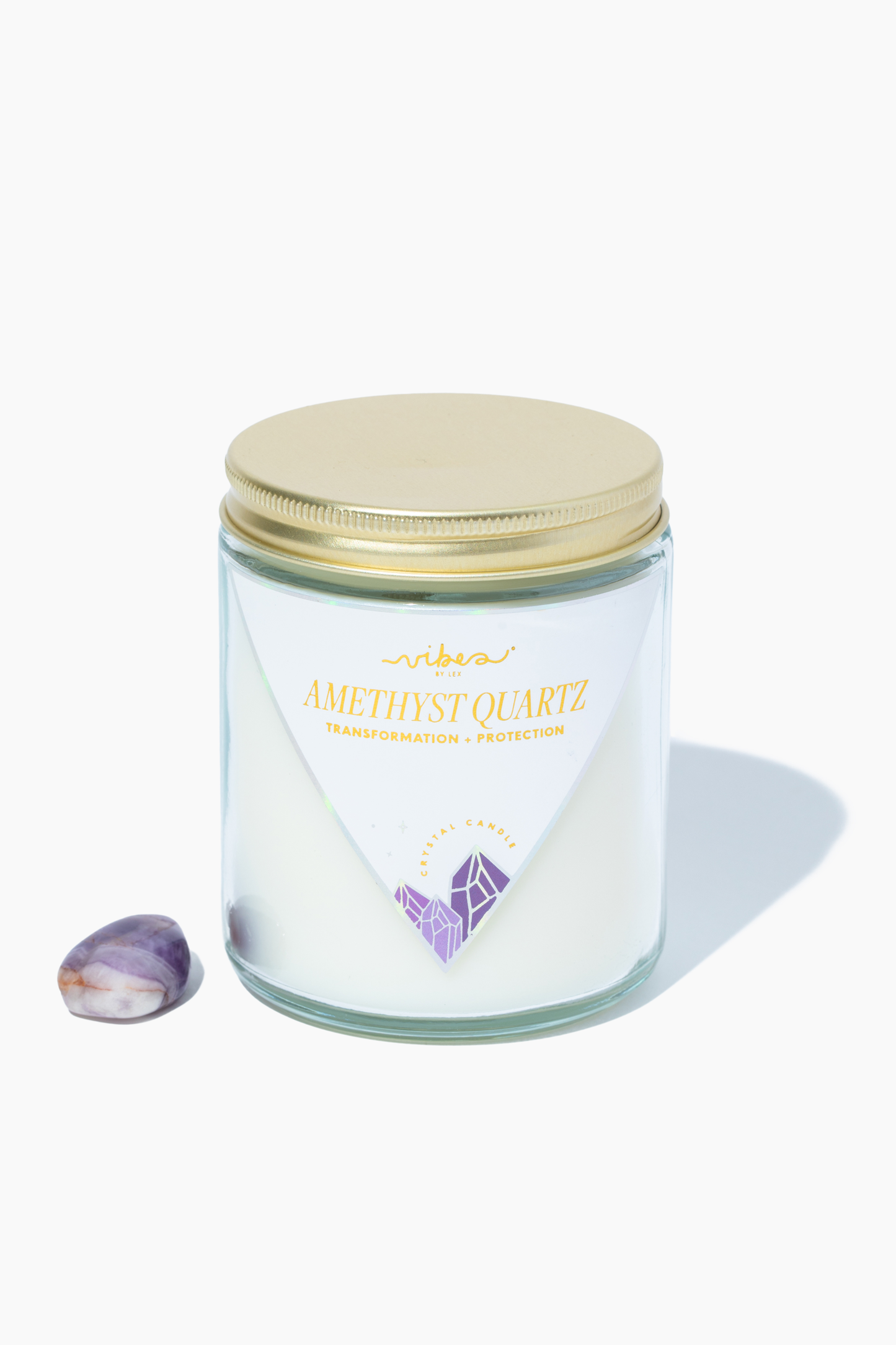 Crystal Candle - Amethyst Quartz - Transformation + Protection - 7.5oz