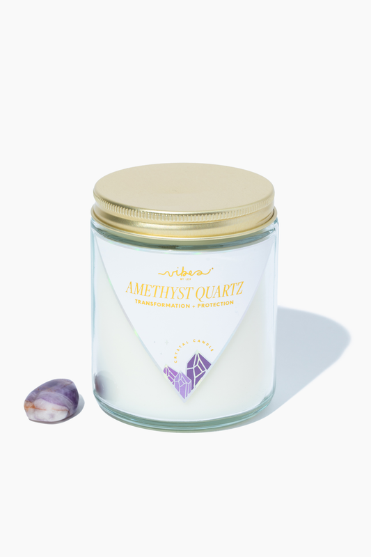 Crystal Candle - Amethyst Quartz - Transformation + Protection - 7.5oz