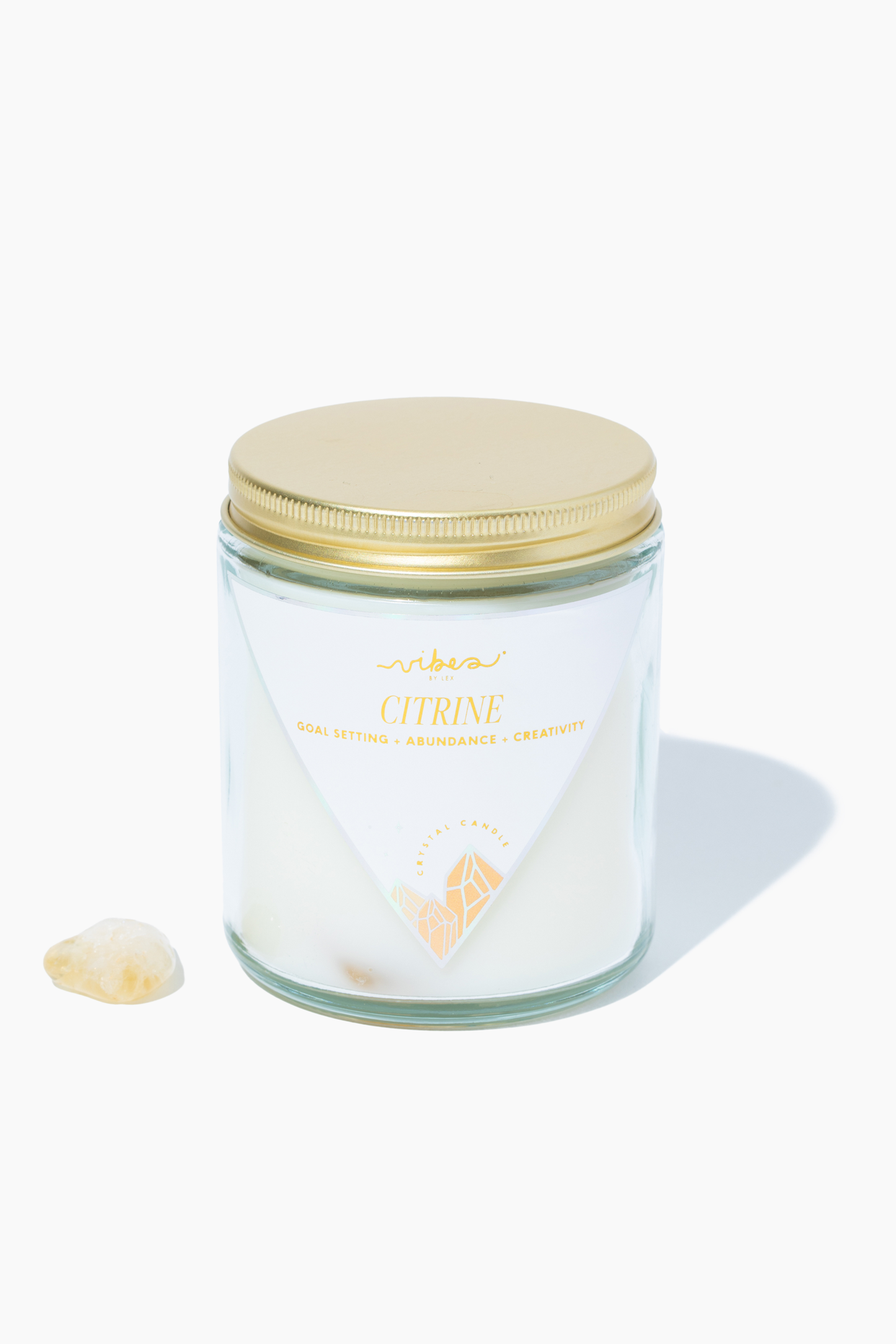 Crystal Candle - Citrine - Goal Setting + Abundance + Creativity - 7.5oz
