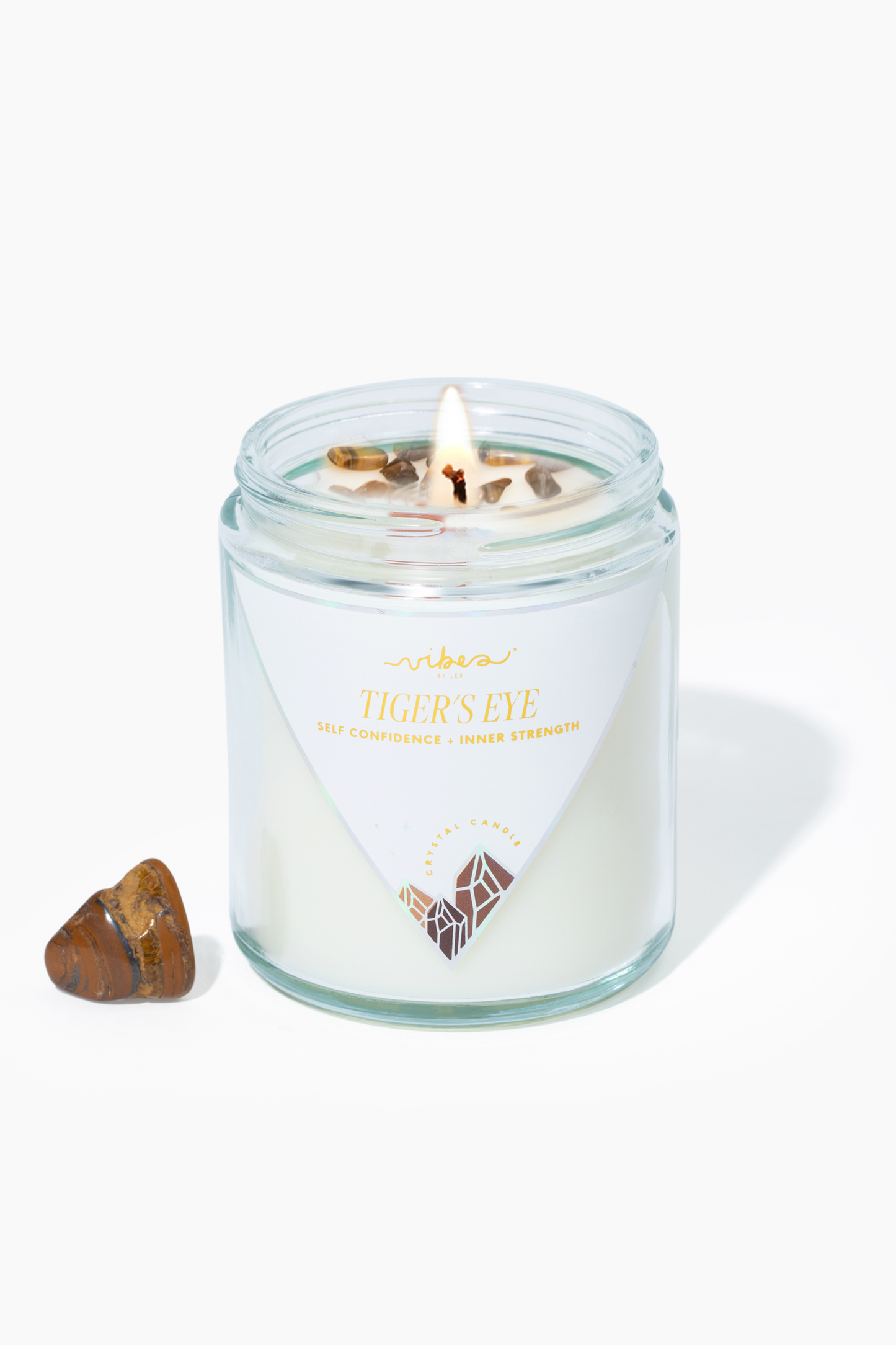 Crystal Candle - Tiger's Eye - Courage + Empowerment - 7.5oz