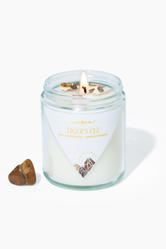 Crystal Candle - Tiger's Eye - Courage + Empowerment - 7.5oz