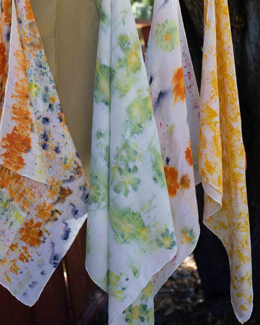 Cosmos Flower Silk Scarf (one of a kind - ready to ship)