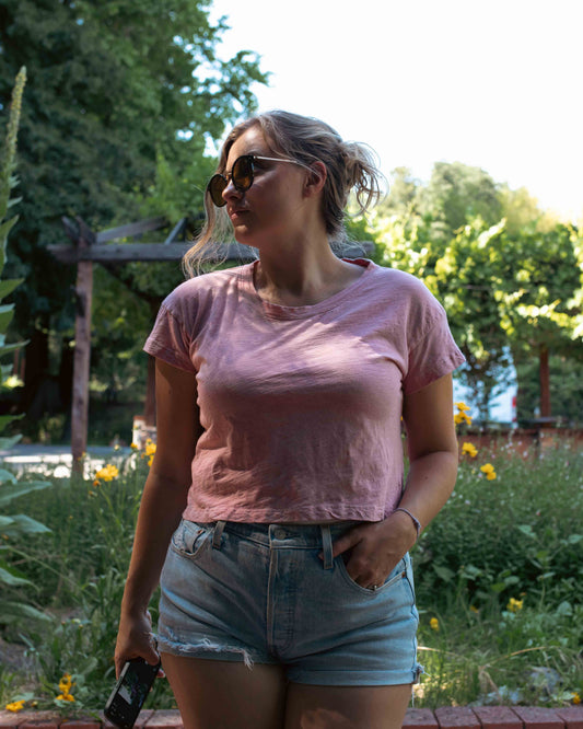 Organic Cotton Madder Pink Tee (one of a kind ready to ship)