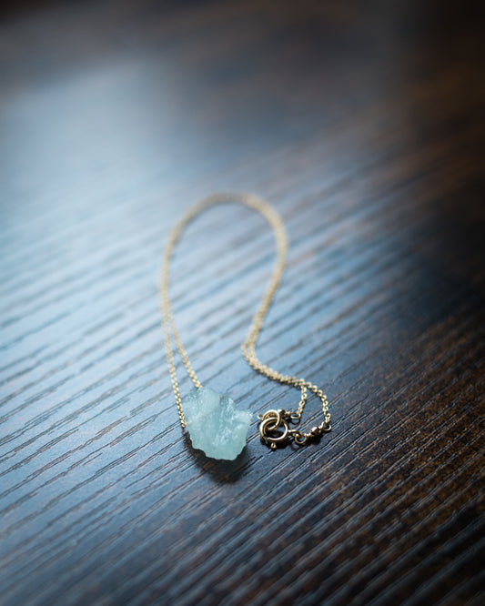 Raw Aquamarine Necklace - ready to ship