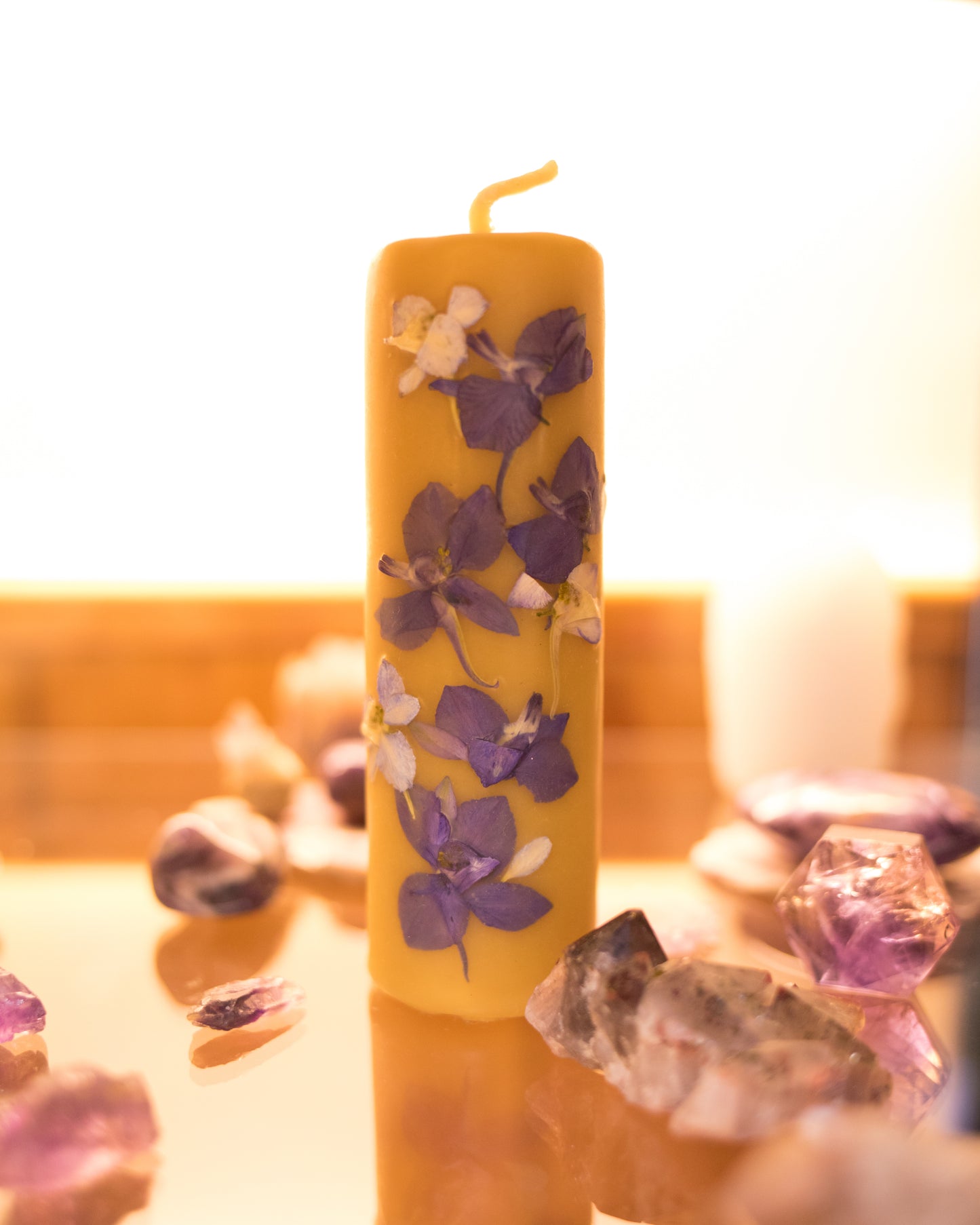 Organic Flower Pillar Candle