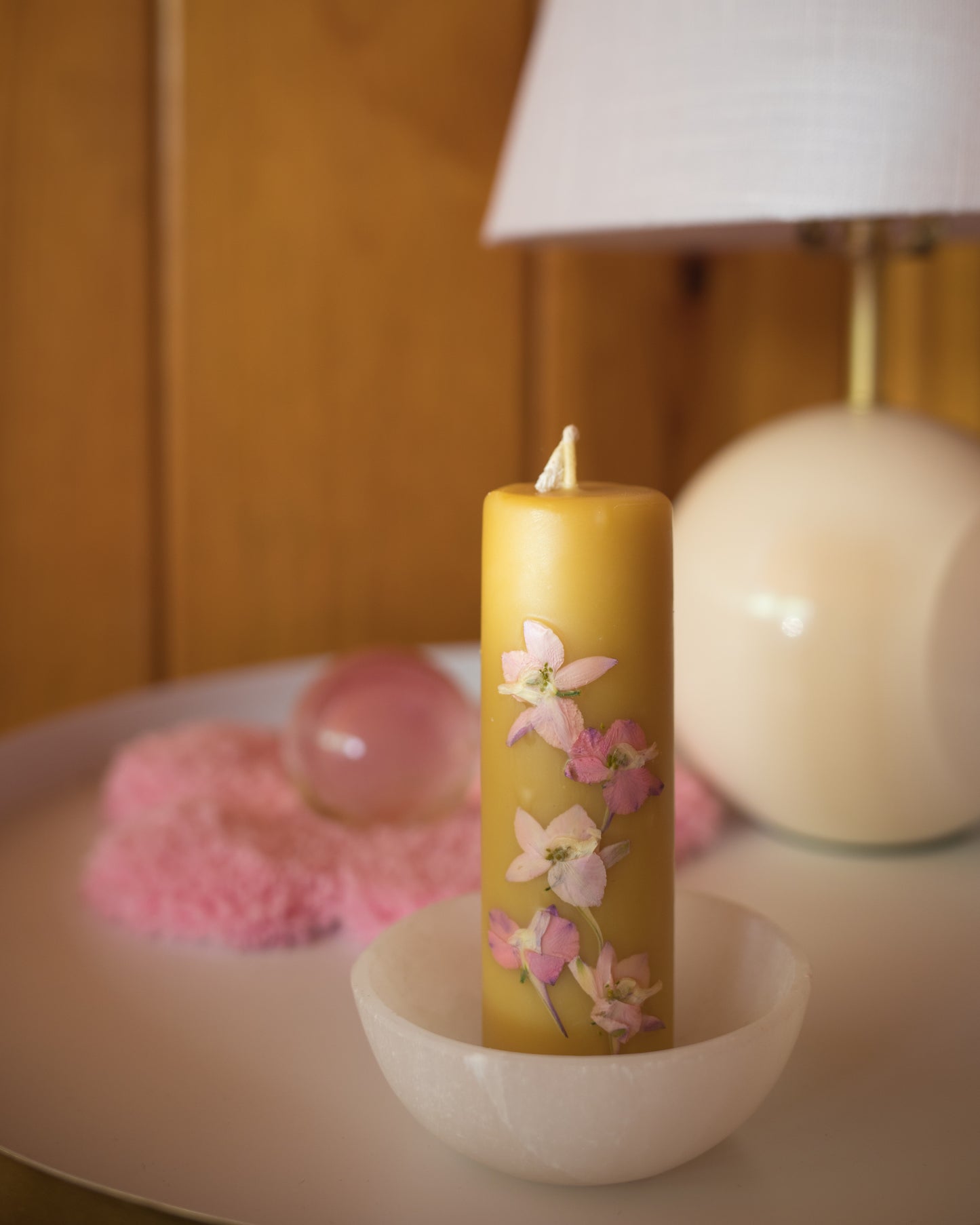 Organic Flower Pillar Candle