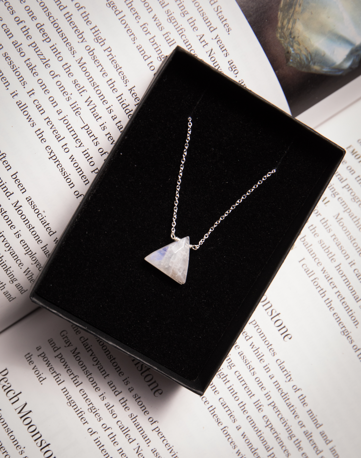 Moonstone Triangle Necklace - preorder