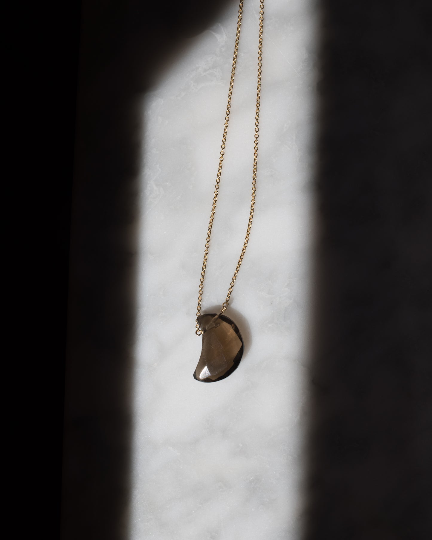 Smokey Quartz Moon Necklace -ready to ship