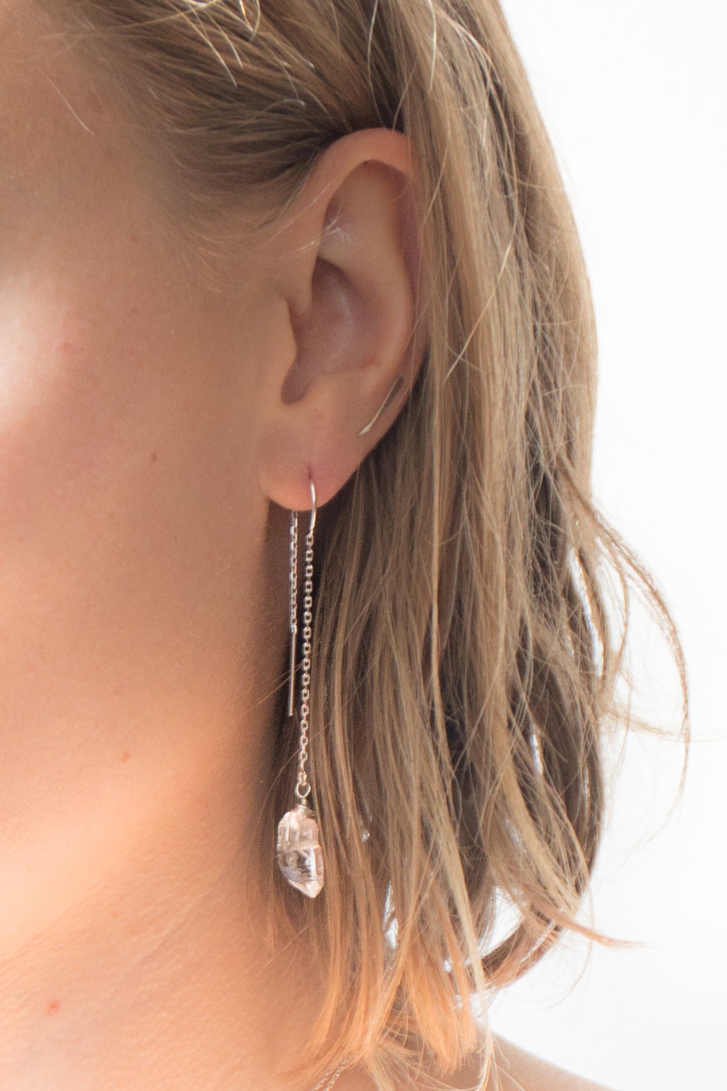 Clear Quartz Threaded Earrings (PRE-ORDER)