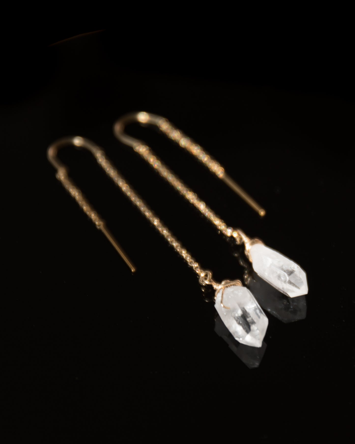 Clear Quartz Threaded Earrings (PRE-ORDER)