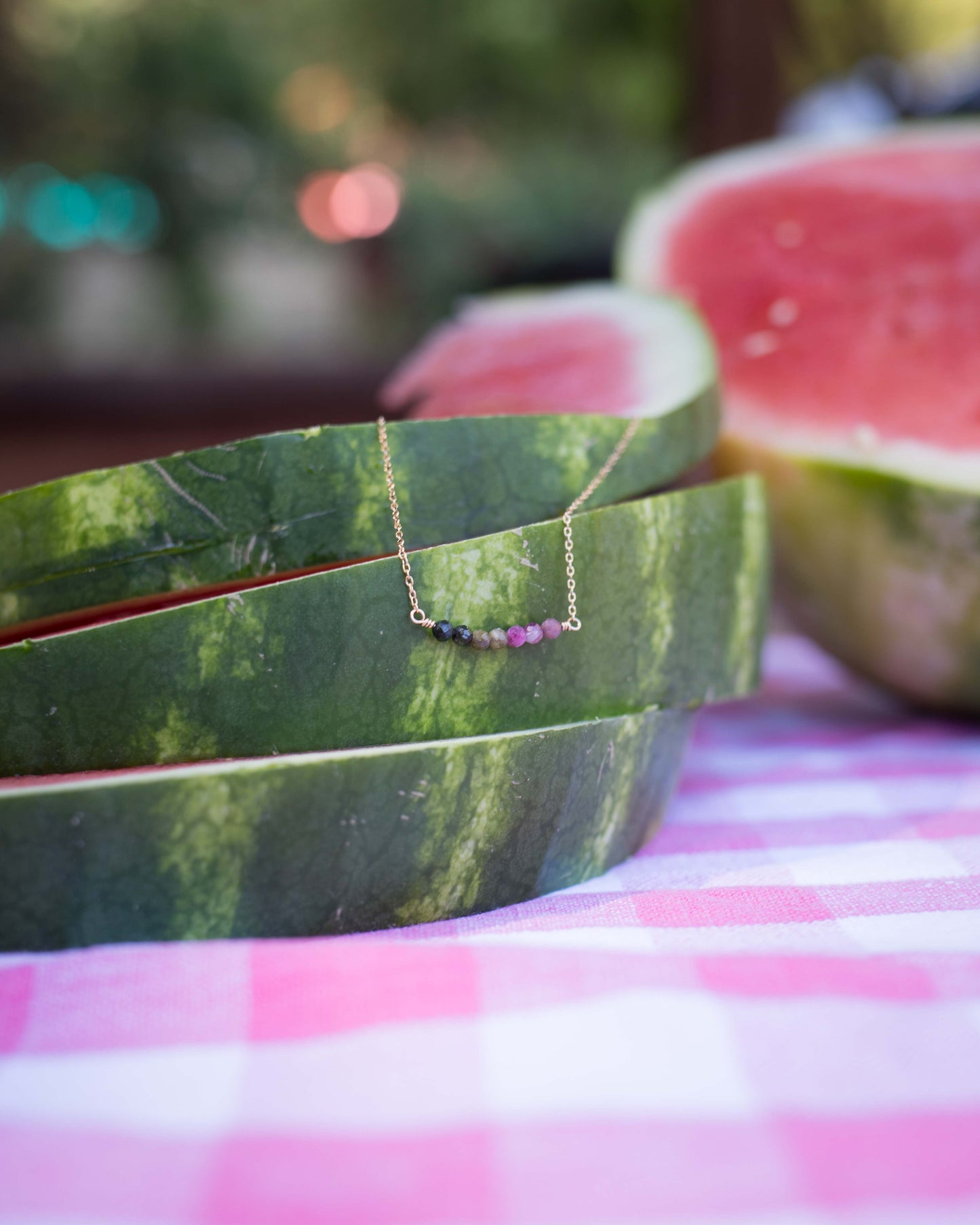 Watermelon Tourmaline Ombré Necklace - PREORDER